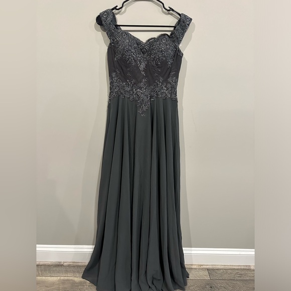 Cinderella Charcoal Lace Gown - Picture 2 of 4